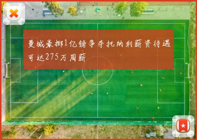 曼城豪掷1亿镑争夺托纳利薪资待遇可达275万周薪